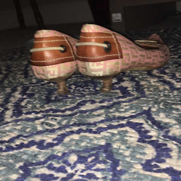 Vintage Fendi logo Satin kitten heel pumps pink 38 - Picture 7 of 8
